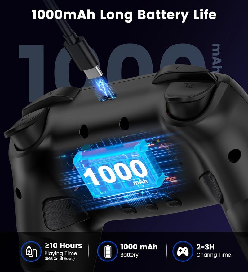 AIfasterfly Store PC Controller with Holder, Wireless Bluetooth Controller, 1000mAh Battery, with Hall Effect Joysticks & Triggers, No Dead Zone, No Stick Drift, Controller for PC, Switch, iOS and Android - Image 4